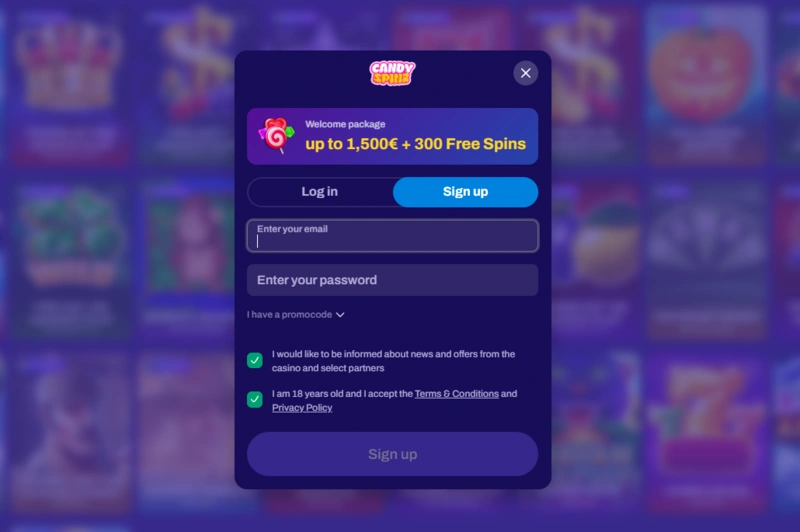 candyspinz login page