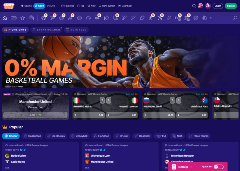 candyspinz sport page